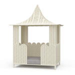 Scalloped Rattan Dog Bed
