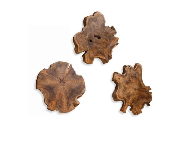 Kalani Indoor-outdoor Wood Wall Decor, Natural, S/3 Wall Decor Brown