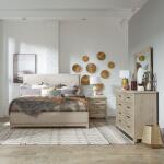 King Uph Bed, Dresser & Mirror, Night Stand