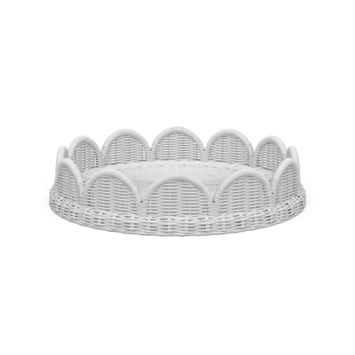 7d5df278f8c0b9c7339da3e839d7d442 Scalloped Round Rattan Tray - Image 1