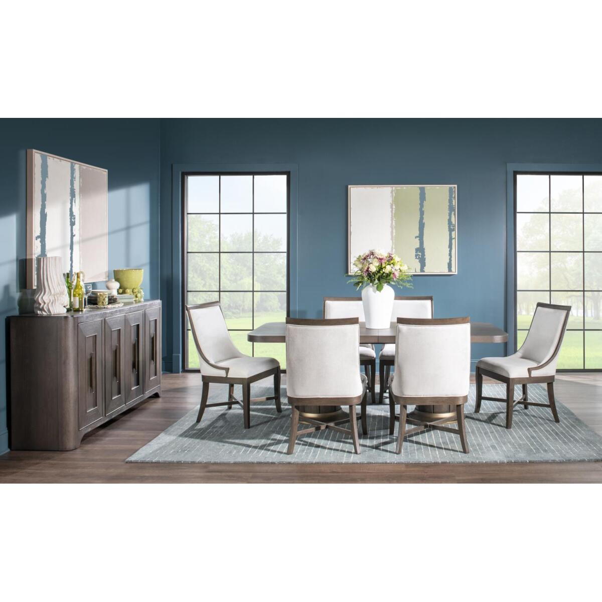 Complete Double Pedestal Dining Table, 4x Uph Side Chair Dining Sets Brown 2 Complete Double Pedestal Dining Table, 4x Uph Side Chair Dining Sets Brown 2