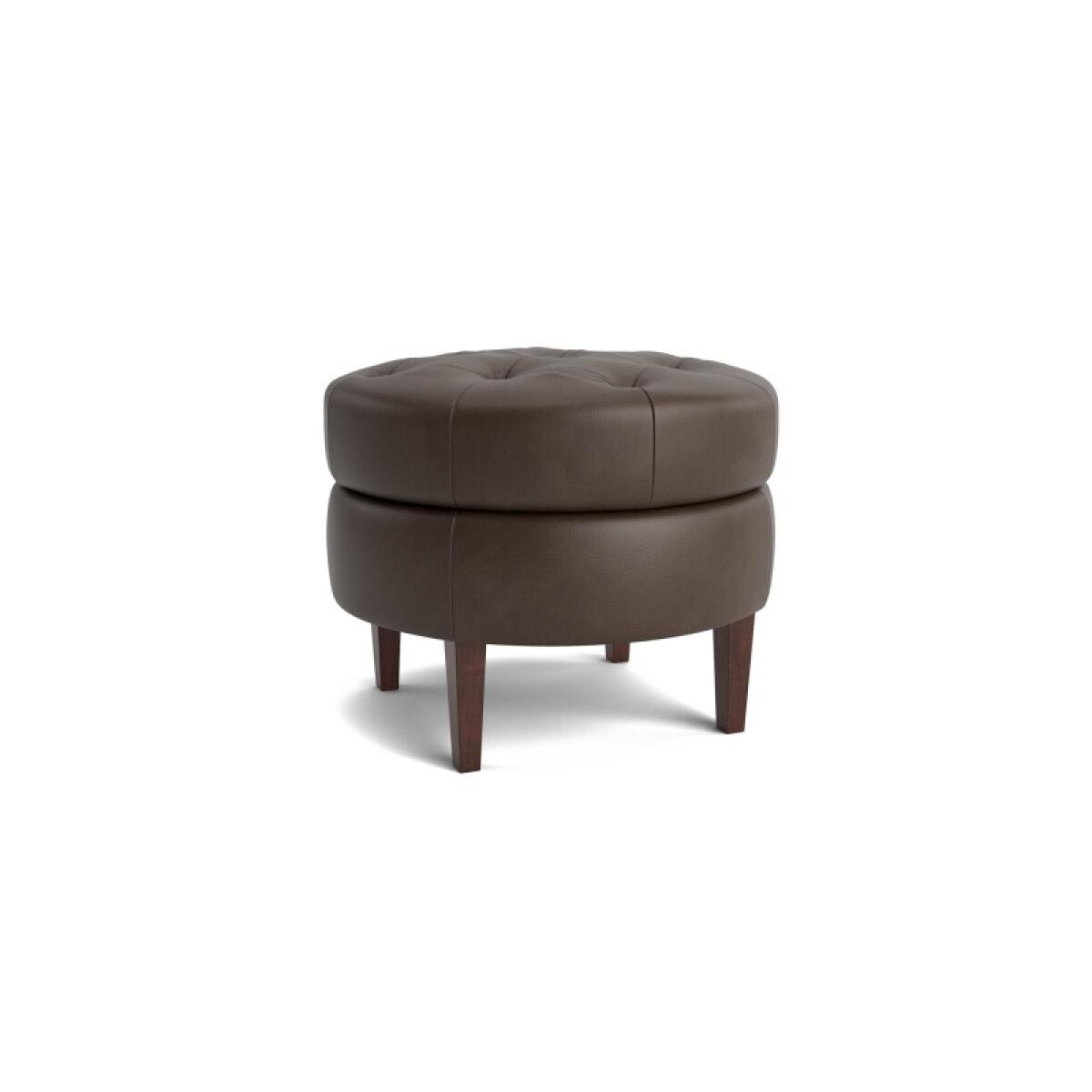 7d779e31502c611707738b6c186c8375 Delway Round Leather Ottoman - Image 1