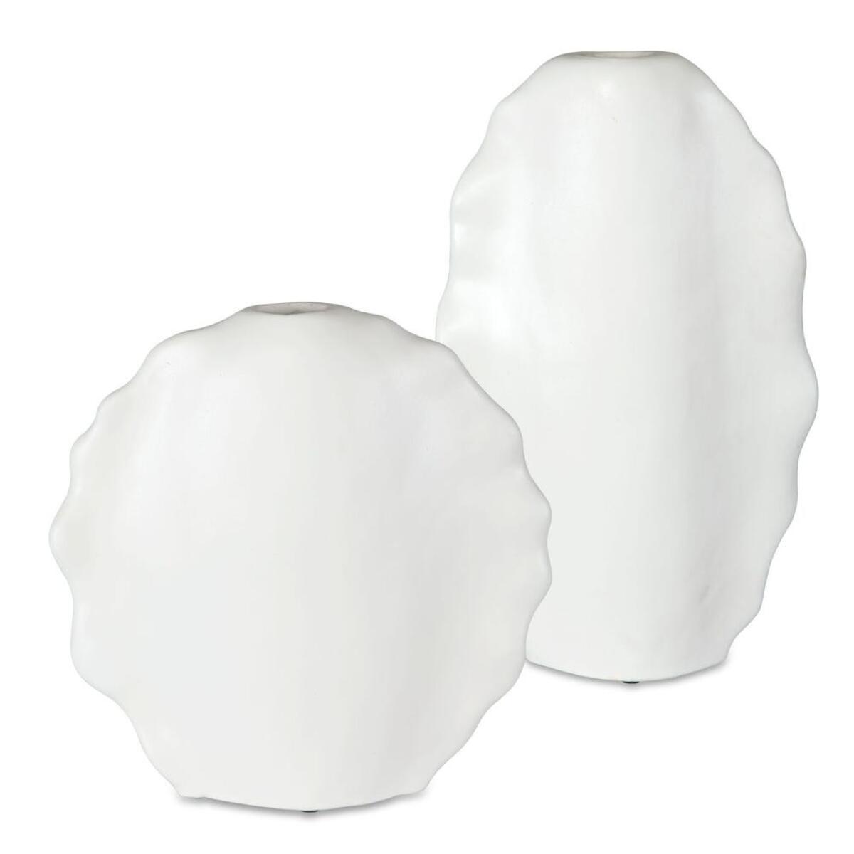 7dae4c03813312f7051d91312874ed9a Ruffled Feathers Indoor-outdoor Vases, White, S/2 - Image 1
