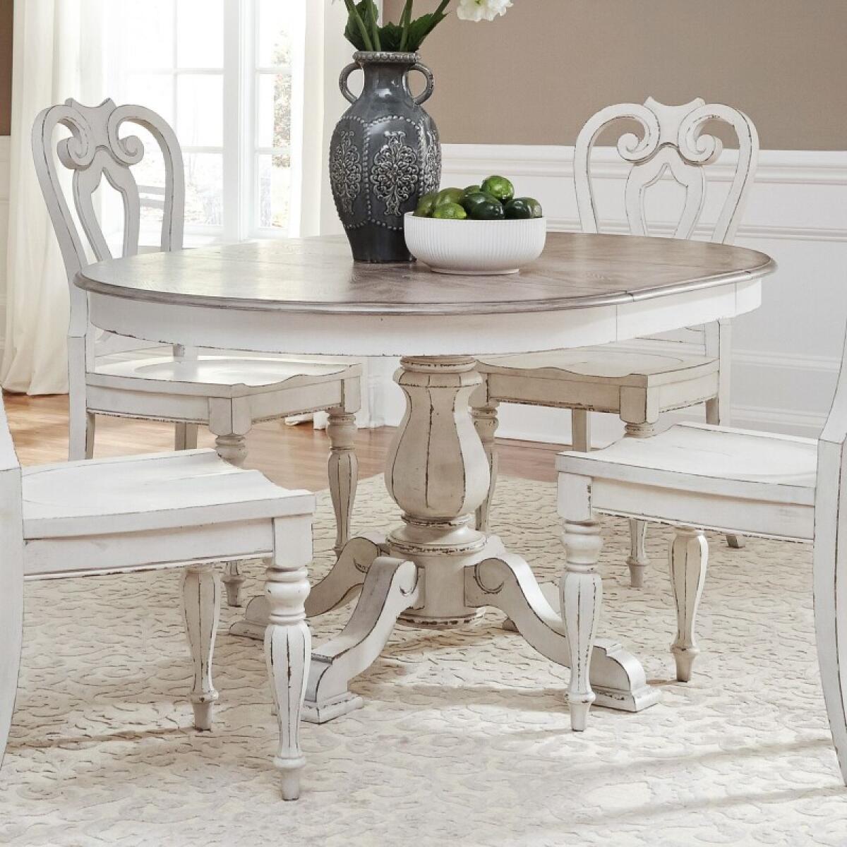 Magnolia Manor Pedestal Table Top Dining Table Tops Antique White & Weathered Bark 2 Magnolia Manor Pedestal Table Top Dining Table Tops Antique White & Weathered Bark 2