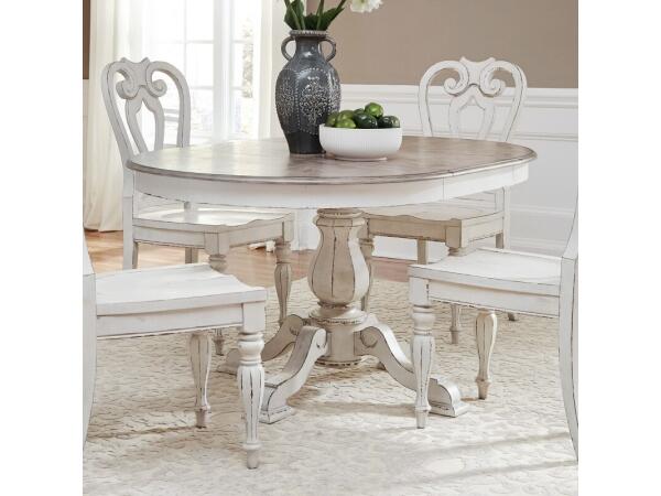 Magnolia Manor Pedestal Table Top Dining Table Tops Antique White & Weathered Bark