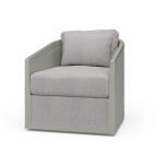 Willis Swivel Chair W/ Mahogany Frame & Rattan