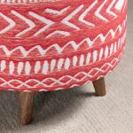 Halvorson Round Red Upholstered and Mango Foot Stool Ottoman Ottomans & Poufs Crestview Collection 8