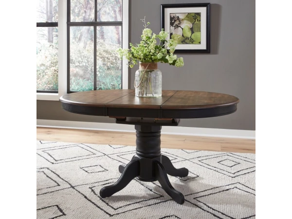 Carolina Crossing Pedestal Table Set- Black Dining Sets Black