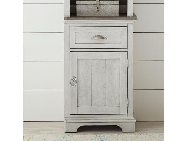 Ocean Isle Right Pier Base Entertainment Stands Antique White w/ Weathered Pine 2