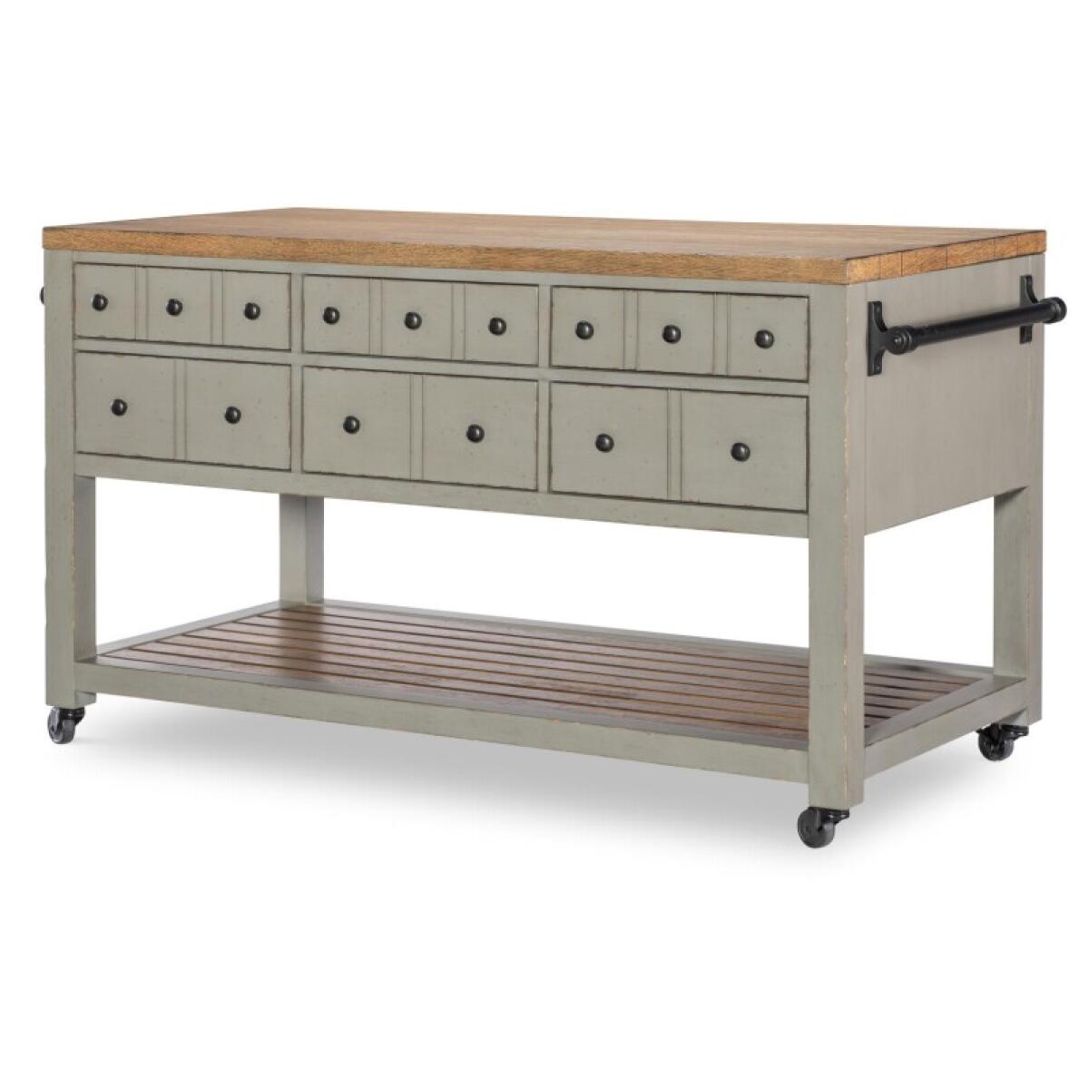 Kitchen Island 6 Drw W/casters Dining Storage Barnwood Oak And Northern Moss 2 Kitchen Island 6 Drw W/casters Dining Storage Barnwood Oak And Northern Moss 2