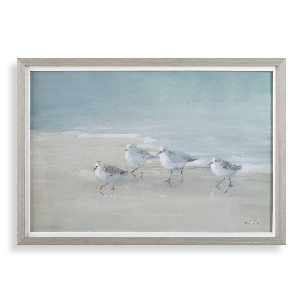 80b708ebf4405a00722876fcc1614a8d Tranquil Shorebirds On The Sand Framed Print - Image 1
