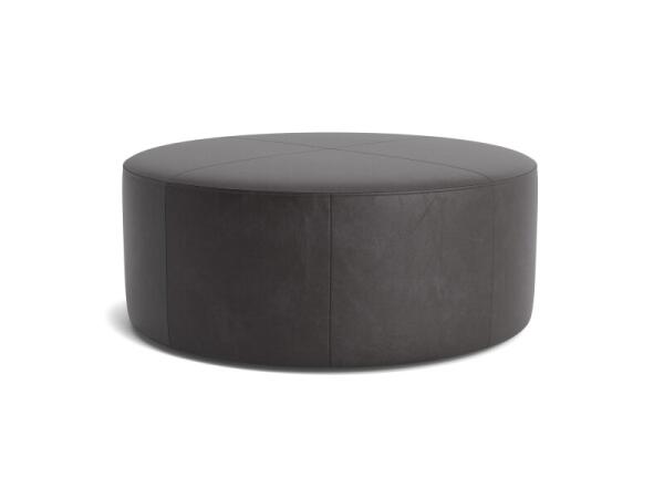 Kelly Leather Round Ottoman Ottomans & Poufs Bassett Furniture