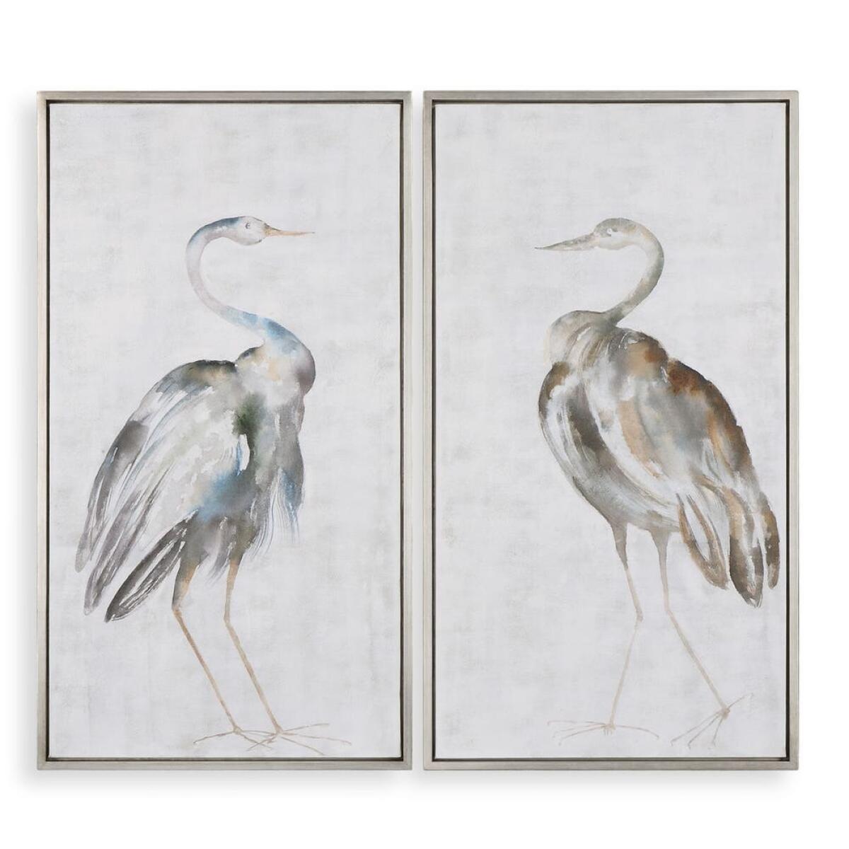 Summer Birds Hand Painted Canvases, S/2 Wall Decor Gray 2 Summer Birds Hand Painted Canvases, S/2 Wall Decor Gray 2