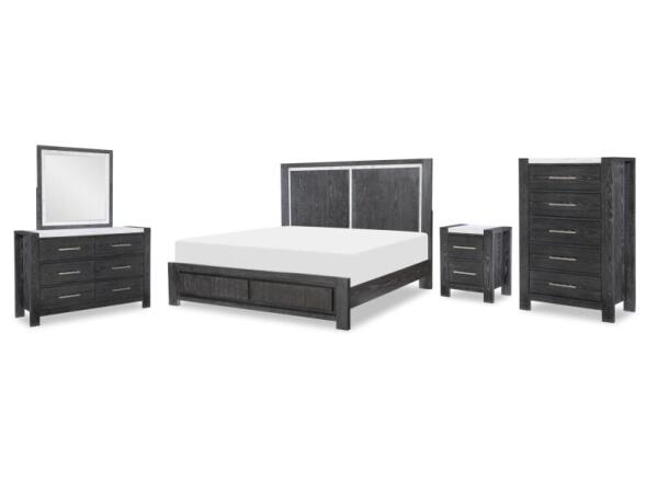 Complete Panel Bed, Queen 5/0, Mirror, Dresser, Chest Bedroom Sets Bedroom Sets