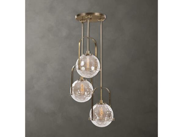 Mimas, 3 Lt Cluster Pendant Lighting Brass