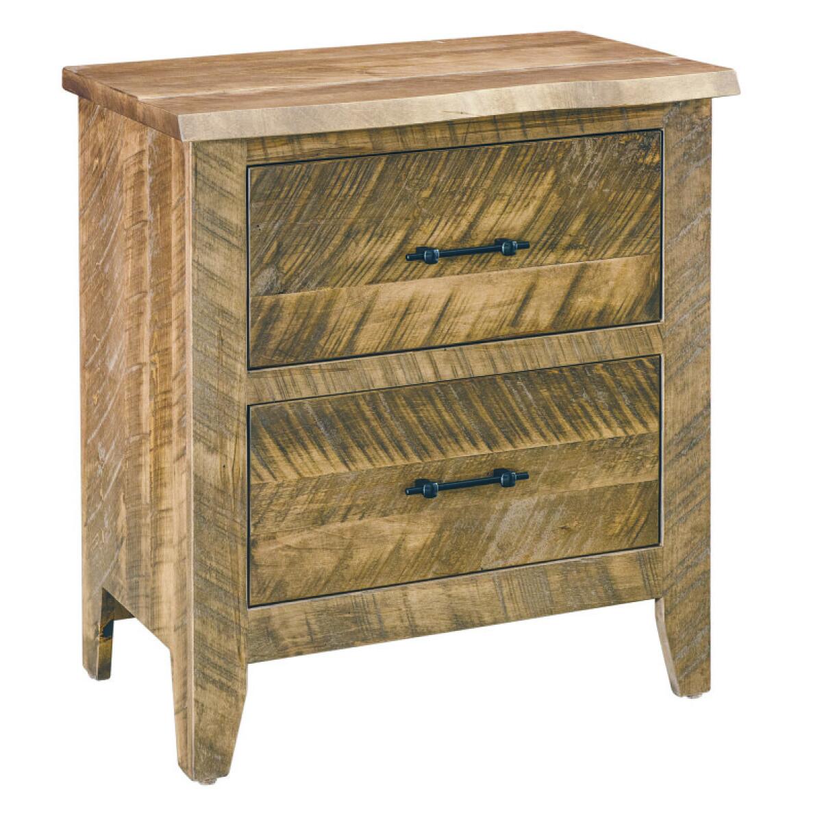8384e8d23b6c6f912ec31eb1cd91d774 Amish Essentials Amish Rough Sawn 2 Drawer Nightstand - Image 1