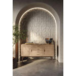 Pierre Mid Century Buffet/media W/ Raffia