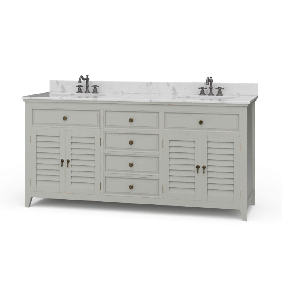 85afef82e330c30798728fee749fc9cb Shutter Double Vanity W/ Sink & Marble Top - Image 1
