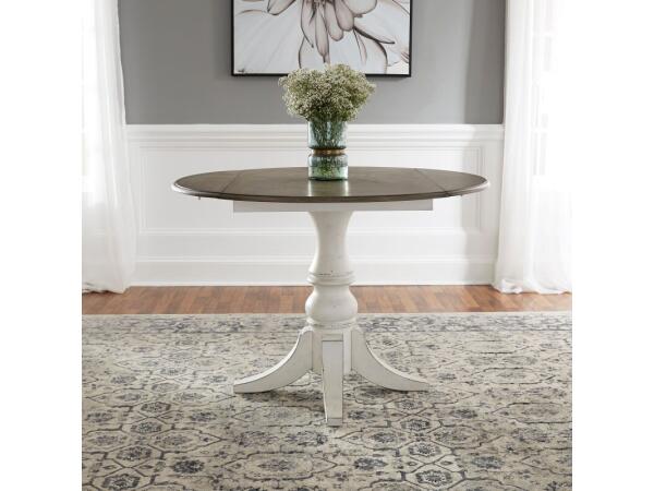 Magnolia Manor Drop Leaf Table Dining Tables Antique White & Weathered Bark 2