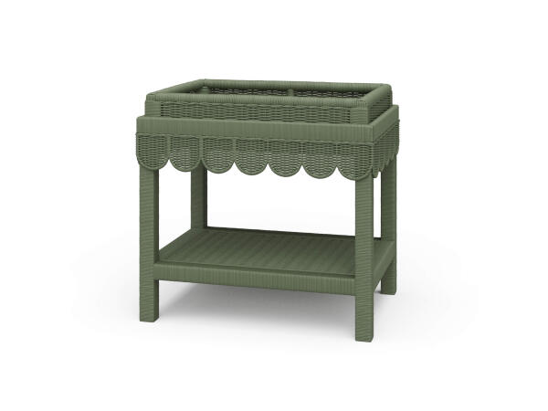 Scallop Rattan Side Table W/ Tray Chairside Tables Bramble