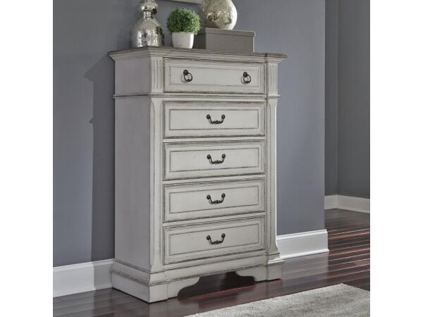 Abbey Park 5 Drawer Chest Chests Antique White & Weathered Brown