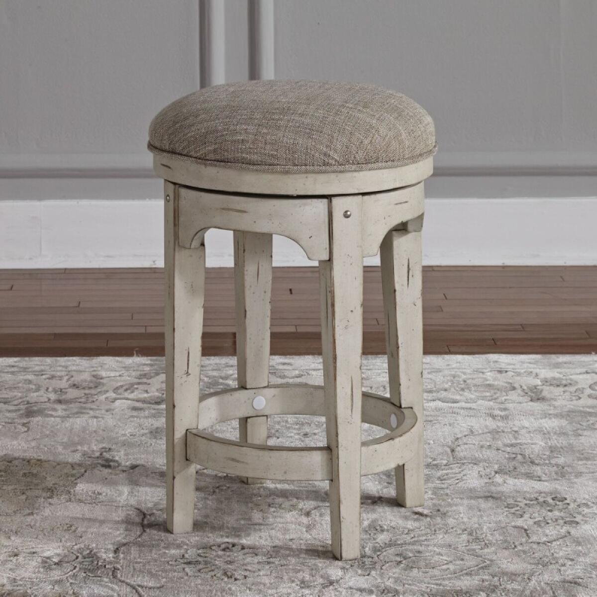 Morgan Creek Console Swivel Stool Barstools Antique White w/ Wirebrushed Tobacco Accents 2 Morgan Creek Console Swivel Stool Barstools Antique White w/ Wirebrushed Tobacco Accents 2