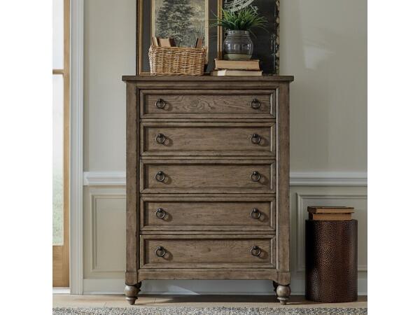 Americana Farmhouse 5 Drawer Chest Chests Brown