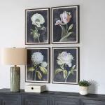 Florals On Black Framed Prints, S/4 - Image 4