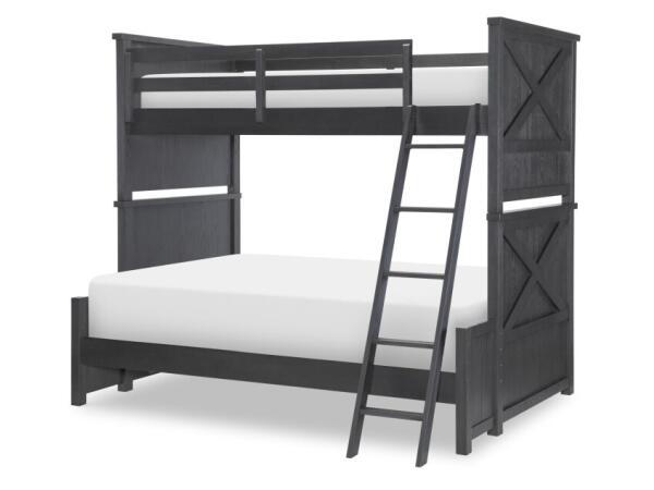 Complete Twin Over Full Bunk Bed Black Finish Youth Beds Black