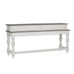 Magnolia Manor 4 Piece Console Set (1-Console 3-Stools) Bar Furniture Antique White & Weathered Bark 8