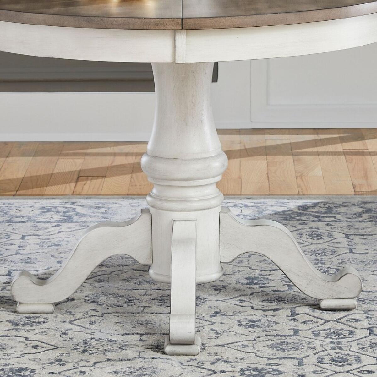 Ocean Isle Single Pedestal Table Base Dining Table Bases Antique White w/ Weathered Pine 2 Ocean Isle Single Pedestal Table Base Dining Table Bases Antique White w/ Weathered Pine 2