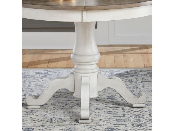 Ocean Isle Single Pedestal Table Base Dining Table Bases Antique White w/ Weathered Pine