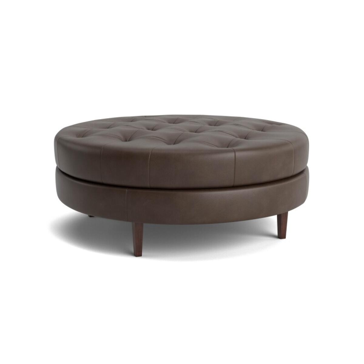 8b09833e27ce8f5eda9eaaa9a67ccfd8 Delway Round Leather Ottoman - Image 1