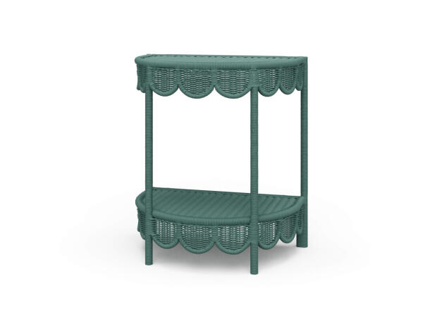 Scalloped Half Round Rattan Side Table Chairside Tables Bramble