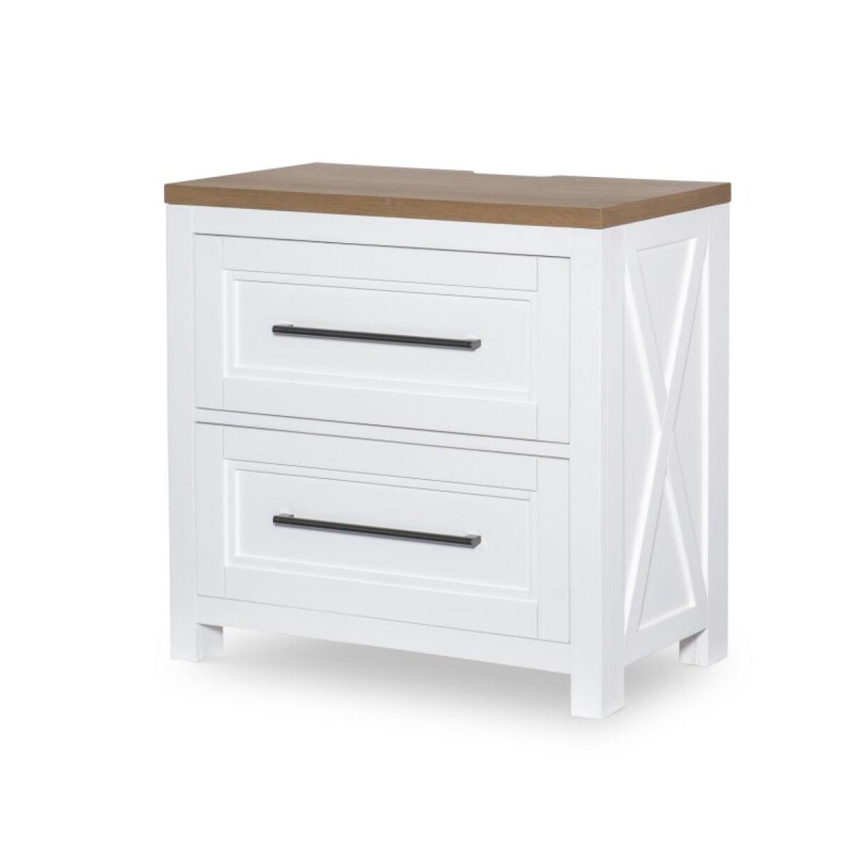 Night Stand Nightstands Harvest Oak Tops, Natural White Base, Aged Black Accents 2 Night Stand Nightstands Harvest Oak Tops, Natural White Base, Aged Black Accents 2
