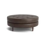 Delway Round Leather Ottoman - Image 3