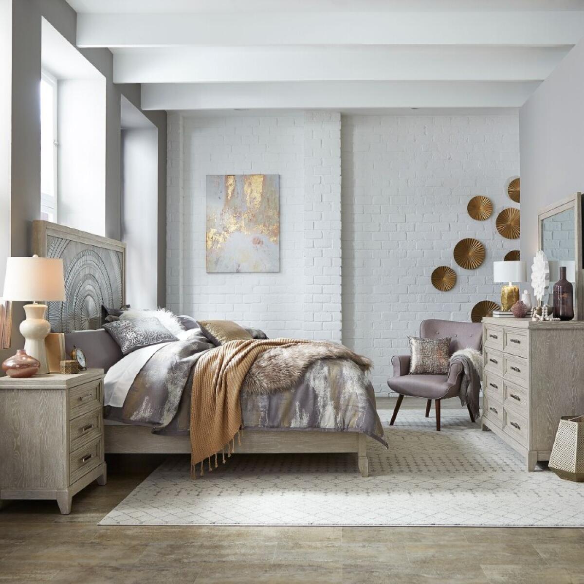 8ff5a869413ec329cc8dd24c6704bd16 King Panel Bed, Dresser & Mirror, Night Stand - Image 1