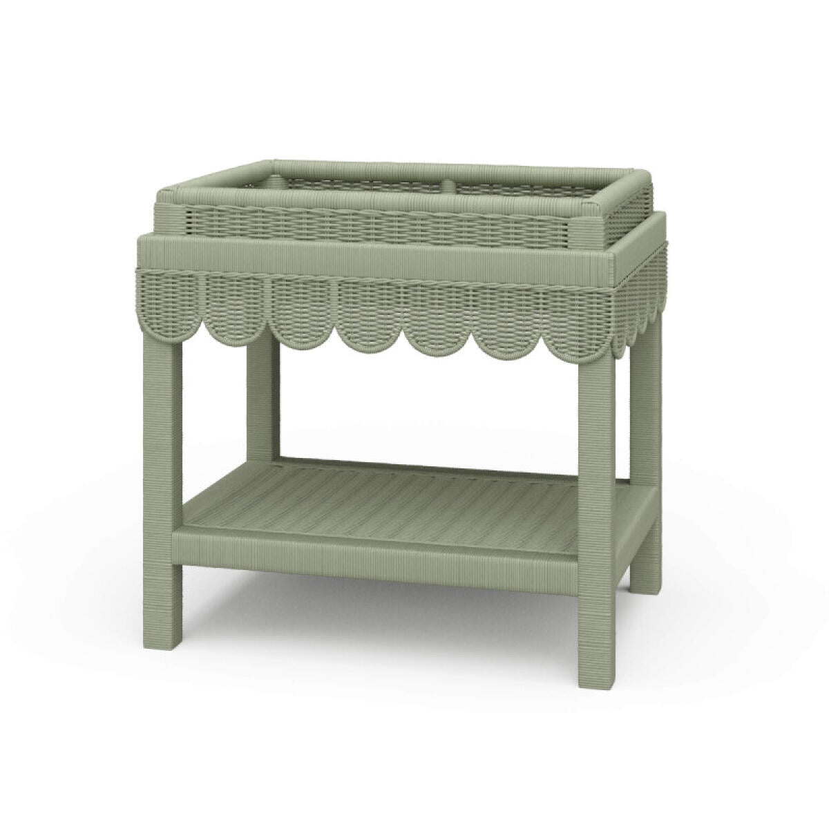 90196ba96d43444030da7d148dc88af5 Scallop Rattan Side Table W/ Tray - Image 1