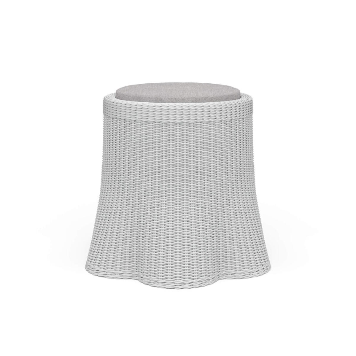 9041d9e8fa0df7f08c22333bbe8d823d Newport Rattan Round Small Ottoman W/ Cushion - Image 1