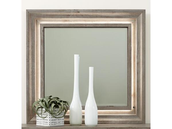 Horizons Lighted Mirror Bedroom Mirrors Gray