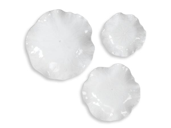 Abella Ceramic Indoor-outdoor Wall Decor, White, S/3 Wall Decor Uttermost