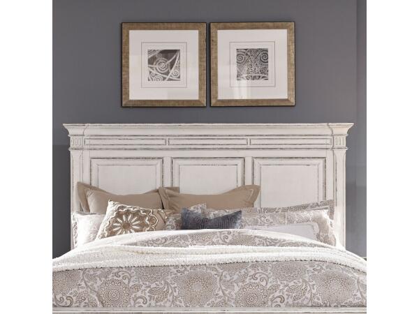 Abbey Park Queen Panel Headboard Bed Parts Antique White & Weathered Brown
