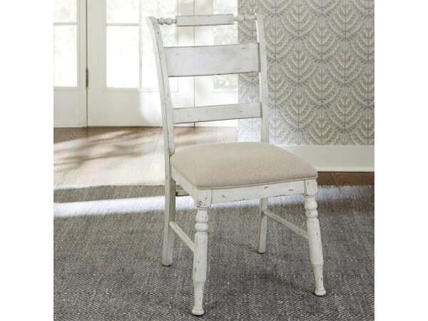Whitney Slat Back Side Chair (RTA) Chairs & Benches Antique Linen w/ Weathered Gray 2