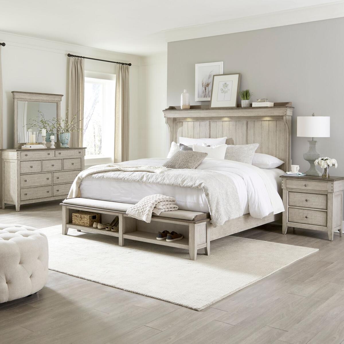 92a331110e09e89473bdc20069856b06 King California Mantle Storage Bed, Dresser & Mirror, Night Stand - Image 1