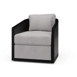 Willis Swivel Chair W/ Mahogany Frame & Rattan