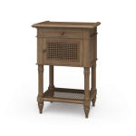 Montego Square End Table W/ Drawer & Rattan Door