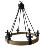 29" Diameter Wood & Metal Chandelier