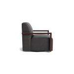 Creswell Leather Wood Arm Swivel Chair - Image 4