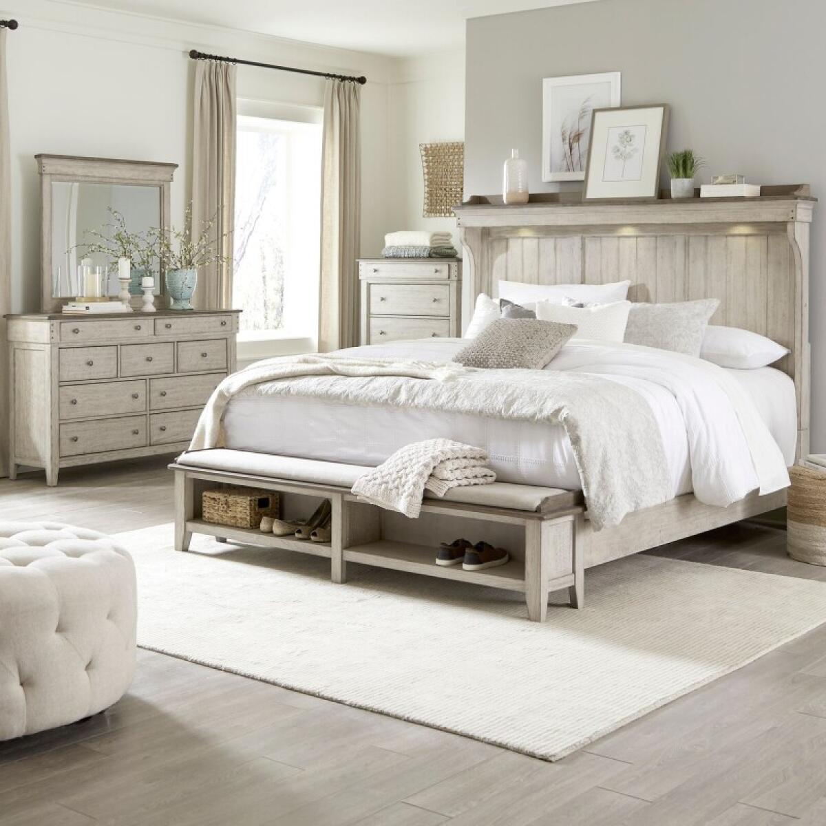 9405b341e916552c7e0a2a1021fc9245 Ivy Hollow Queen Mantle Storage Bed, Dresser & Mirror, Chest - Image 1