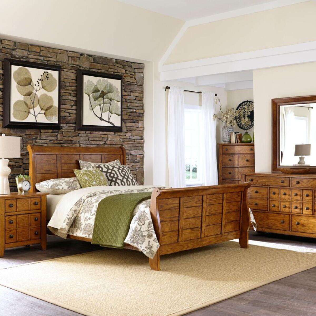 Grandpas Cabin King Sleigh Bed, Dresser & Mirror, Chest, Night Stand Bedroom Sets Aged Oak 2 Grandpas Cabin King Sleigh Bed, Dresser & Mirror, Chest, Night Stand Bedroom Sets Aged Oak 2